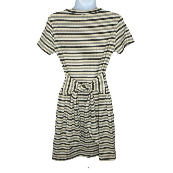 rebecca Minkoff Stripe Mary Waist Tie Dress XS Pullover Stretch Ribbed Pocket - Picture 5 of 11